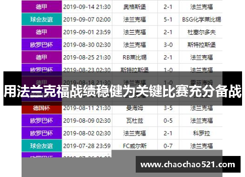 用法兰克福战绩稳健为关键比赛充分备战